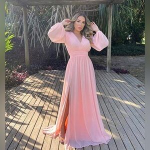 Loyeloy Long Sleeve Chiffon Bridesmaid Wedding Dress 14